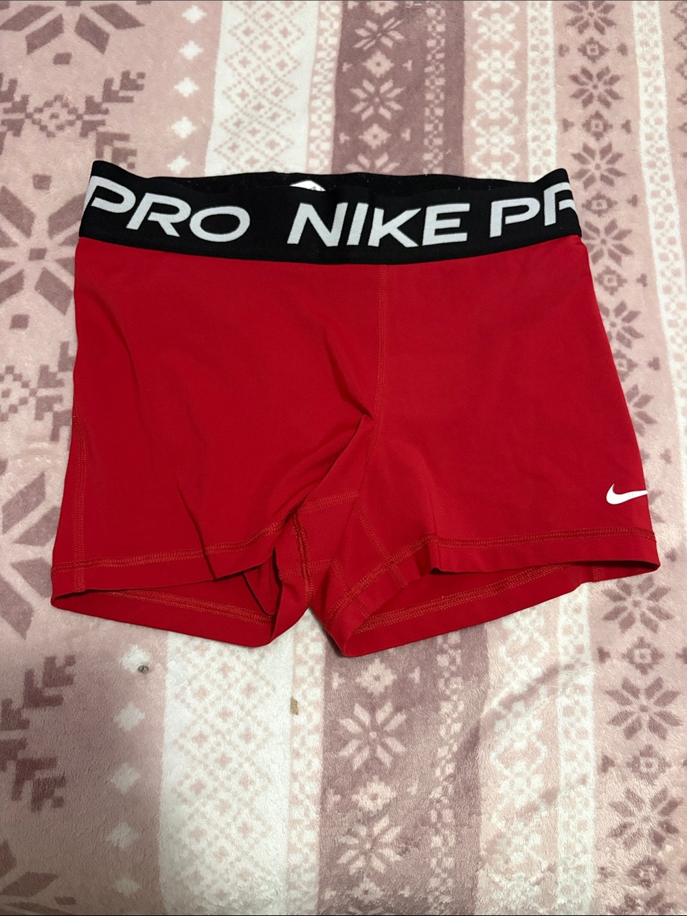 Nike Black-Waistband Red Girls' Athletic Compression Shorts